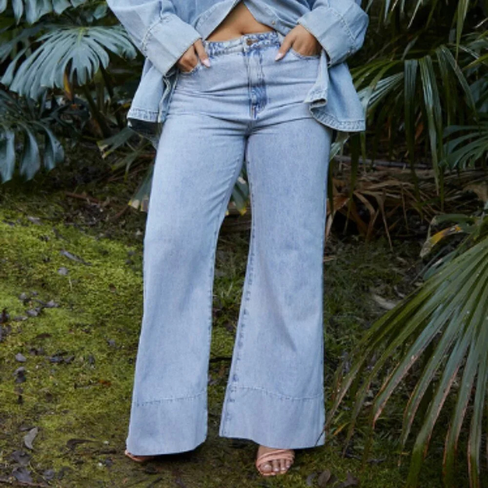 Bohemian Traders Flare Jean In Ice Blue size 38